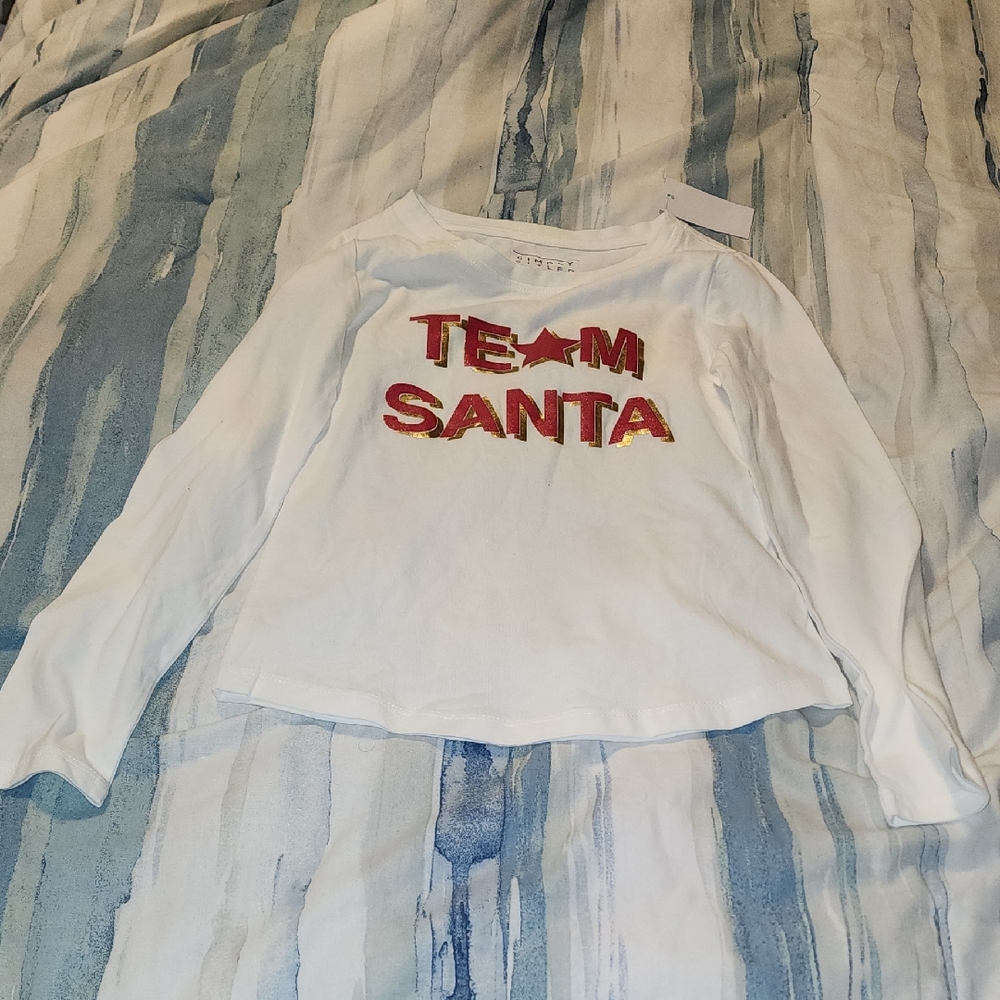 5/25 White Long Sleeve 'Team Santa' Shirt Size 7/8